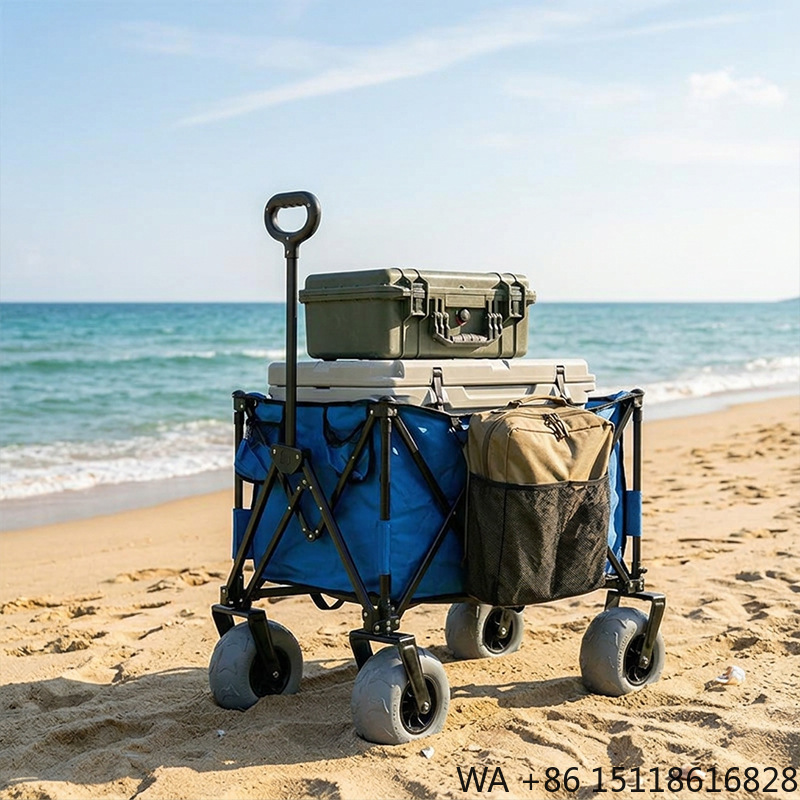 Outdoor Camping Table Foldable - Carrello da Spiaggia Pieghevole in Metallo
