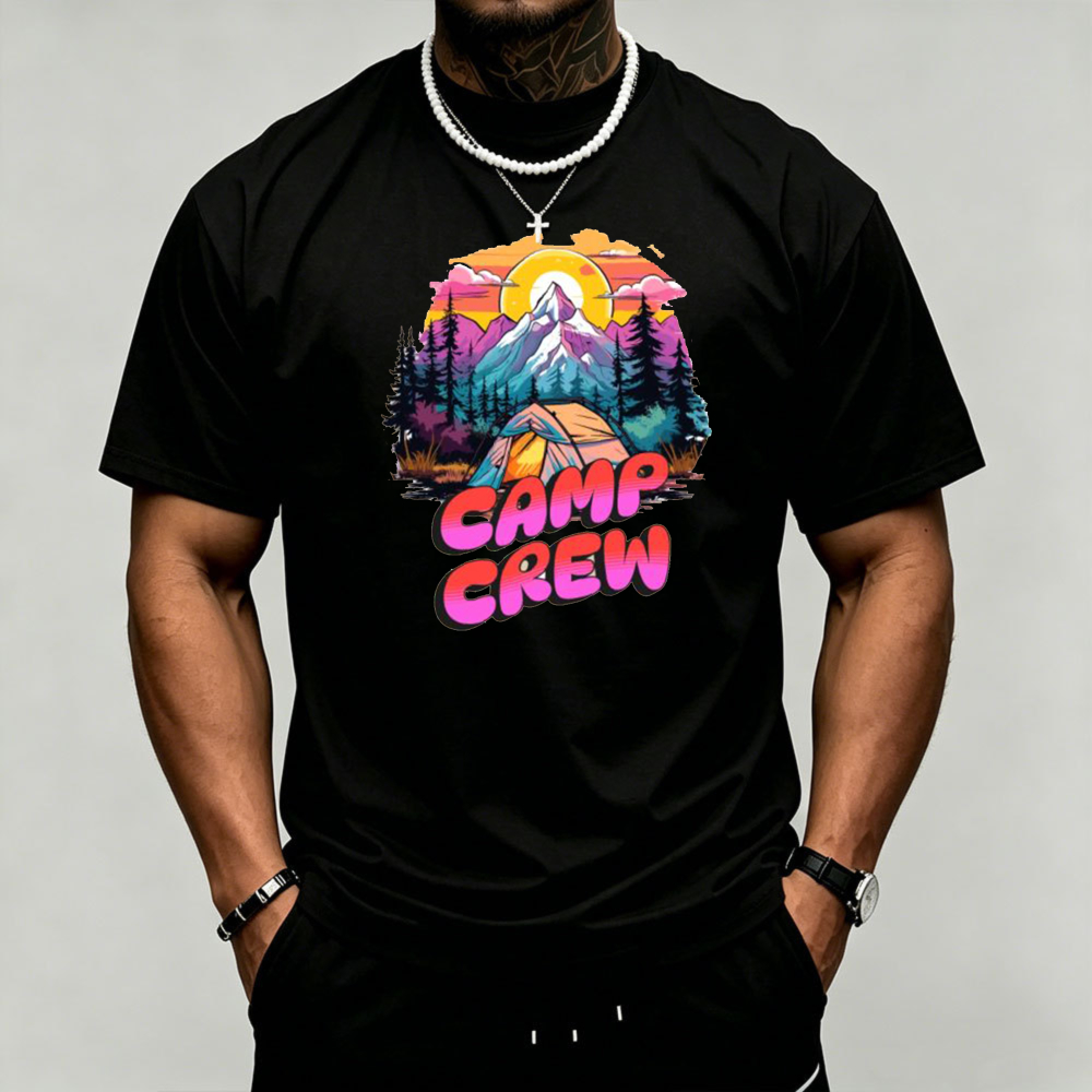 Outdoor Camping Quotes - T-shirt da uomo con grafica tramonto