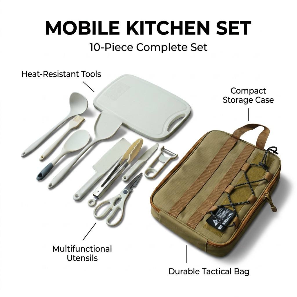 Outdoor Camping Cooking Set - Set di utensili da cucina portatile