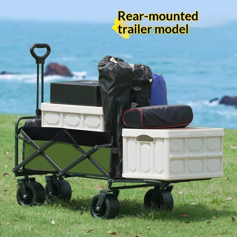 Outdoor Camping Table Foldable - Carrello Pieghevole a Quattro Ruote per