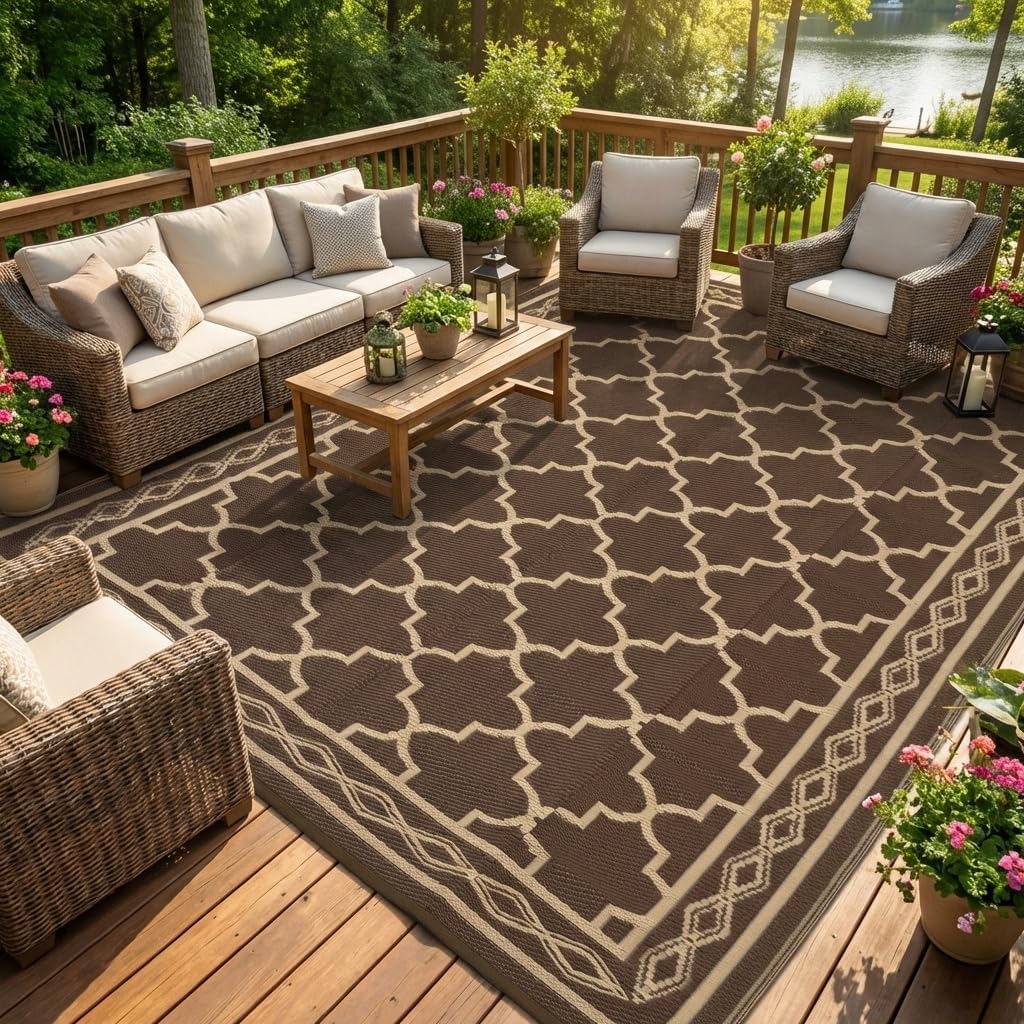 Outdoor Camping Rugs 9X12 - Tappeto da Esterno Reversibile 9x12 –