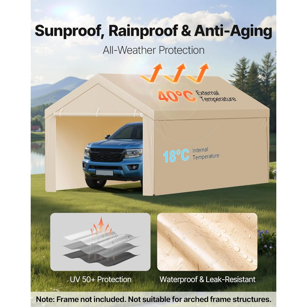 Waterproof Tarp Shelter - Tenda Garage Portatile 10x20 FT con