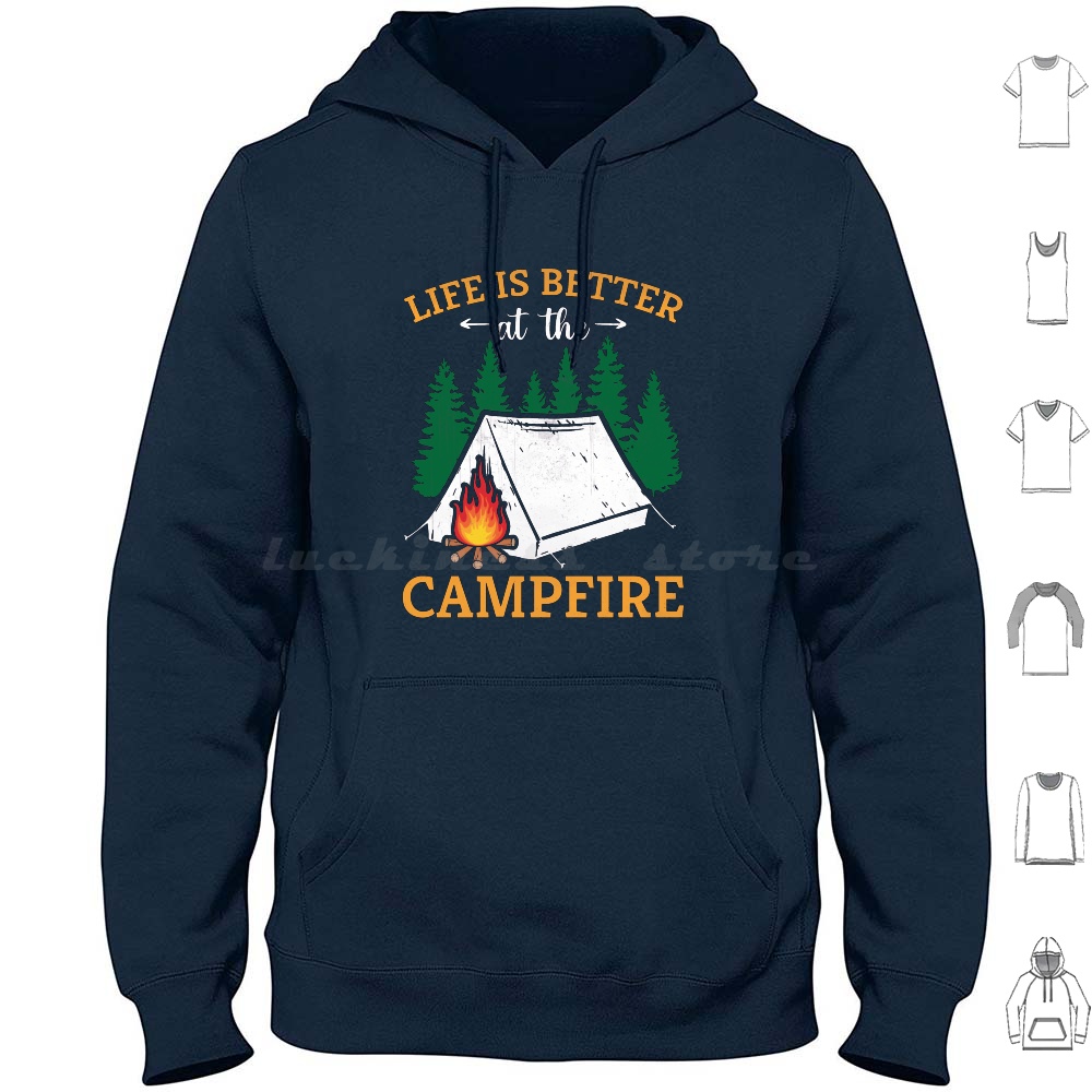Outdoor Camping Quotes - Felpa con Cappuccio in Cotone a
