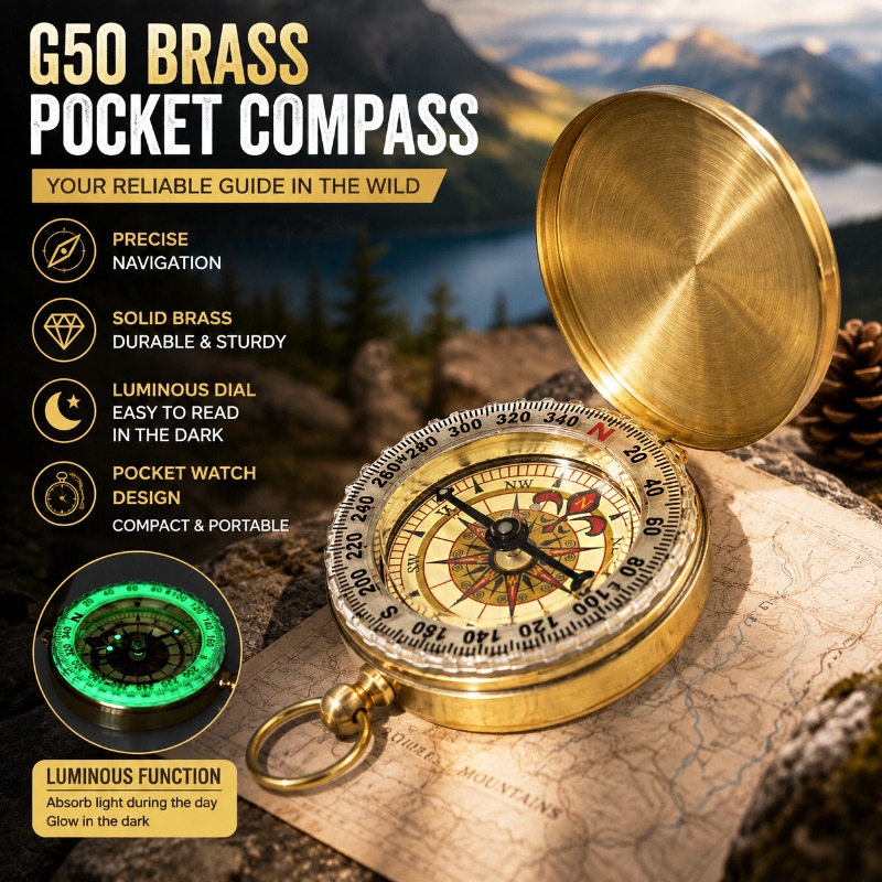 Outdoor Camping Direct - Bussola Tascabile in Ottone da 50mm,