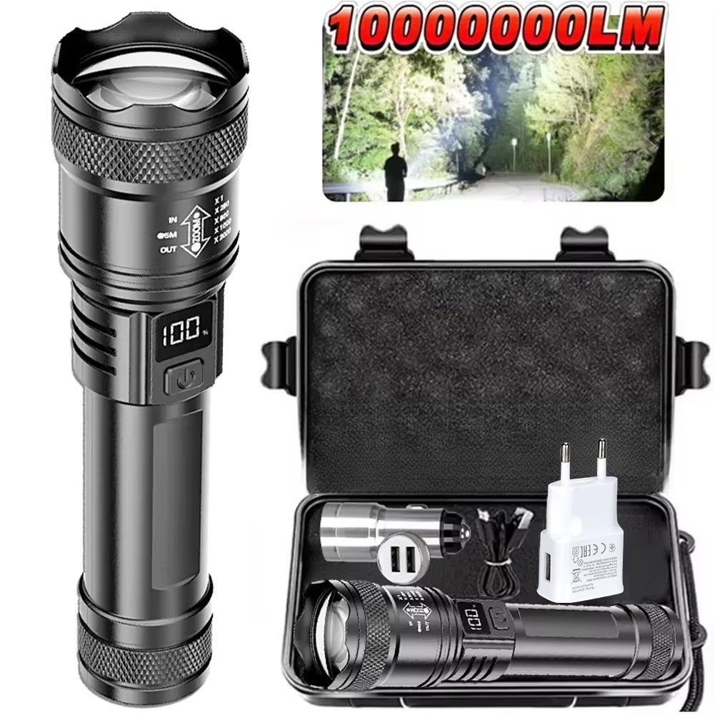 Outdoor Camping Decor - Torcia LED Ricaricabile Zoomabile con Display