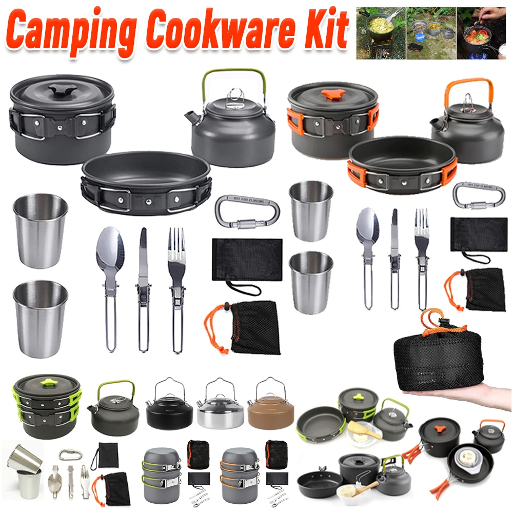 Outdoor Camping Cooking Set - Kit da Cucina da Campeggio: Bollitore,